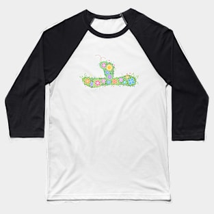 "ㅗ" Floral Letter Hangeul Baseball T-Shirt